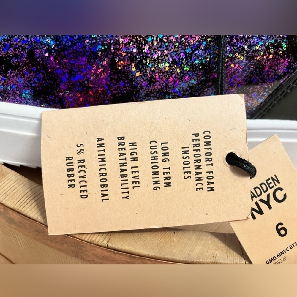 Madden NYC Women's Black and Purple Glitter Sneakers - Picture 8 of 11